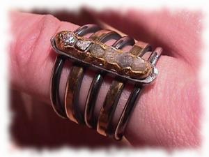 Silber geschw�rzt, Feingold, Rohdiamant